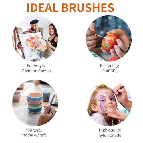 H & B 25PCS Paint Brush Set with Canvas Roll for Acrylic Oil Watercolor - color: Nature Wood