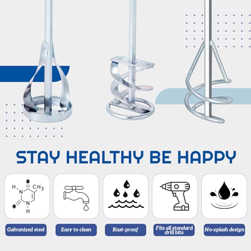 MorningRo 3 Pack Paint Mixer for Drill, Concrete Cement Mixer, White Zinc - color: White Zinc