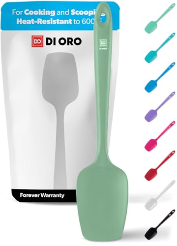 DI ORO Silicone Spoonula - Spoon Spatula, 600F Heat Resistant, Sage - color: Sage
