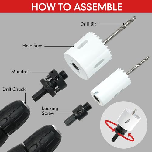 Hole Saw Kit Bi Metal, with 3/4" to 2-1/2" 22 PCS Saw Blades in Case, Hole Saw Set for Metal, Wood and Plastic, with Clean and Smooth Cutting Edge, Fast Chip Removal - style: BI Hole Saw 22pcs