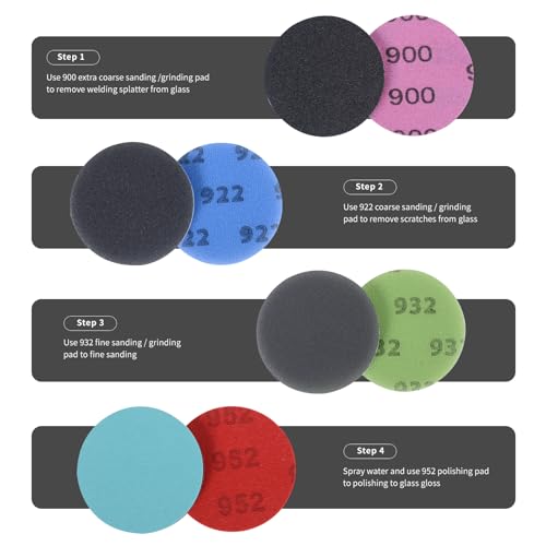 Glass Repair Kit Glass Welding Splatter Removal Pad Kit 5 inch 4Pcs/Pack Grinding Polishing Abrasive Disc Mesh Net Sanding Pads - style: 5 inch