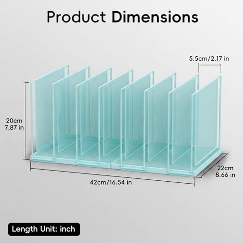 File Organizer for Desk, 7-Section Vertical File Sorter, Paper Holder Organizer Standing Metal File Folder for Office Home Classroom, Blue - color: Blue, size: 1 Pack 7-Section