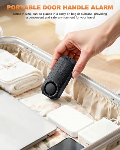 Door Handle Alarm, Door Alarms for Home Security & Anti-Theft with 113dB Vibration Triggered Portable Alarms- Perfect for Kids, Toddler, Elderly, Hotel, Travel, Bedroom