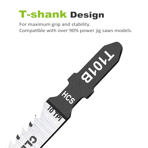 FASTPRO 50-Piece T-Shank Jigsaw Blades Set with Case | Jig Saw Blades for Wood, Metal and Plastic Cutting, Made with HCS/HSS/BIM