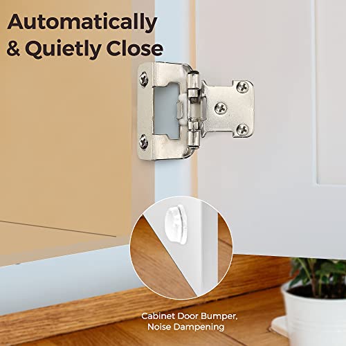 Ravinte Satin Nickel Kitchen Cabinet Hinges, Semi Wrap 1/2" Overlay,20 Pack - size: Semi Wrap 1/2" Overlay