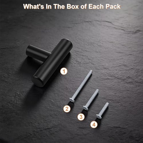 Probrico 30 Pack Length 2inch Matte Black Kitchen Cabinet Knobs,Stainless Steel Dresser Drawer Knob,Euro Style Single Hole Pull Handles for Cupboard and Closet - size: Single Hole: 2 inch