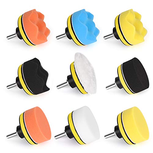 Kshineni Buffing Pads 3 Inch Car Buffer Pad, 22 Pcs Drill Polishing Kit, Polisher Pads Kit Sponge Pads Car Foam Drill for Polishing, Sanding, Waxing, Sealing Glaze - size: 3Inch-22Pcs
