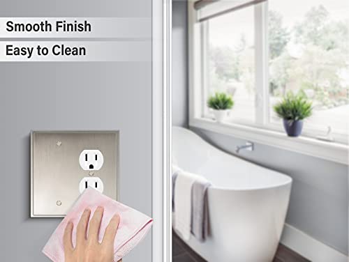 Henne Bery Soft Modern Decorative Wall Plate Switch Plate Outlet Cover (Blank/Duplex, Satin Nickel) - style: Blank/Duplex