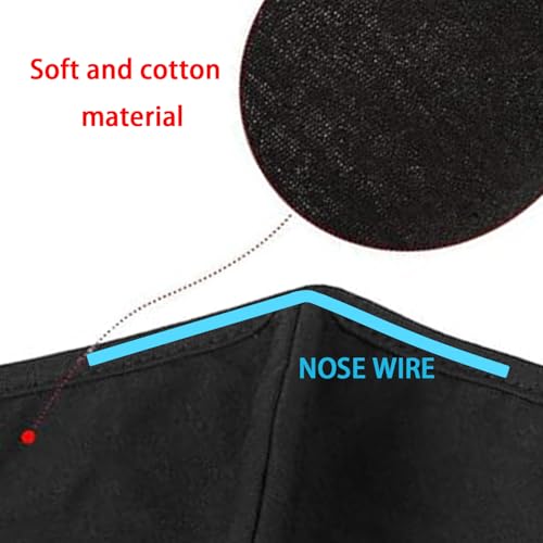 Black Dust Face Mask - All Cotton - Reusable Cloth Comfy Fabric Mask | for Adults Women Outdoor Sport Travel, Washable Breathable Half Face Cloth Mouth Masks with Earloop - color: Pack 3 With Adjustable Loops