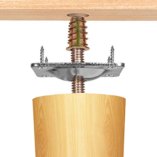 Anwenk Leg Mounting Plates, Furniture Leg Attachment Plates Industrial Strength T-Plate 5/16" (M8) Sofa Legs with Hanger Bolts,Screws,Strengthen Weak Furniture Repair Damaged Sofa Couch Seat,Set of 4 - color: M8 Leg Mounting Plates