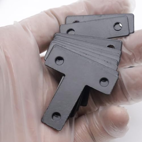 20-Pack Steel T-Shape Mending Plate Corner Brace 1.57 Inch for Wood - size: T Black 40x40 mm
