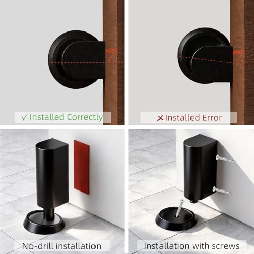 PANALI Magnetic Door Stopper, Door Stop Floor Mount, 1Pack, Black - color: Matt Black