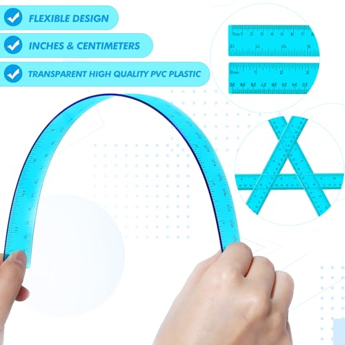 Zonon 2 Pcs 12 Inch Clear Ruler and 6 Inch Plastic Protractor Set, Blue - color: Blue