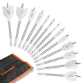 COMOWARE 13 Pcs Spade Drill Bit Set - Paddle Flat Bits Set for Woodworking, Hex Shank, Carbon Sreel, 1/4"-1-1/2", Portable Nylon Storage Holder - style: 13 Pcs