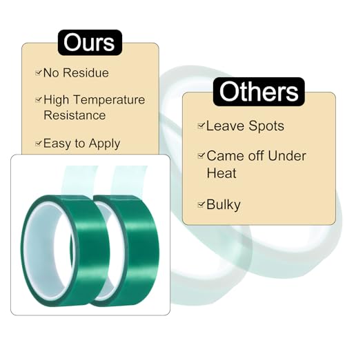 uxcell Green Heat Tape, 1 Roll 30mmx33m 108ft High Temperature Heat Resistant Tape for Sublimation,Heat Vinyl Press,Heat Transfer, Circuit Board, No Residue - color: Green, size: 30mmx33m