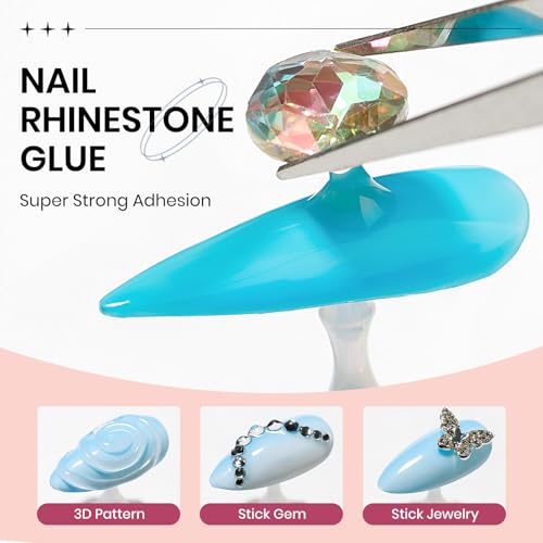 3d Nail Sculpting Gel Set: Clear White Solid Builder Gel for Nails | Nail Rhinestone Glue for 3d Nails Art Sculpture Molding Carving Extension All-in-1 Kit for Home DIY Manucure - color: Clear Clear and White