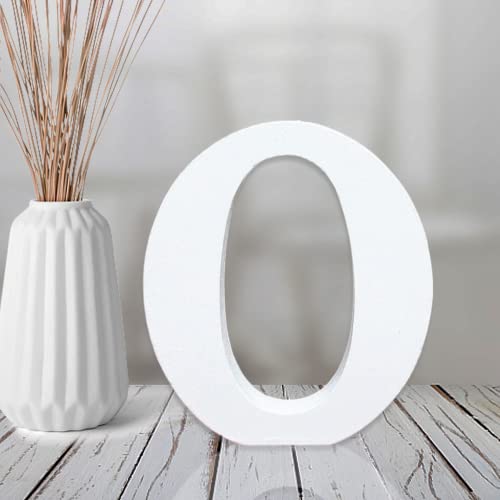 AOCEAN 4 Inch White Wood Letters Unfinished Wood Letter for Wall Decor Decorative Standing Letters Slices Sign Board Decoration for Craft Home Party Projects (O) - style: O