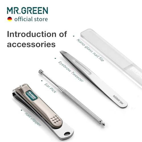 MR.GREEN Colorful Manicure Set Practical Pedicure Kits Nail Clippers Personal Care Tools Facial Hair Scissors with Fashion Case (Mr-6681 Green) - color: Mr-6681 Green