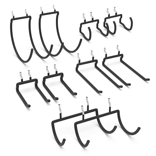 HUHOLE 10 Pack Pegboard Drill Holder Utility Hooks for 1/4 Inch Pegboard