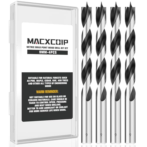 4Pcs 9MM Metric Brad Point Wood Drill Bit Set - size: 0.354" - 4pcs