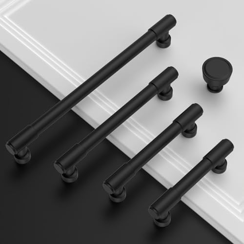 Amerdeco 10 Pack Matte Black Cabinet Pulls 5 Inch(128mm) Hole Center Drawer Pulls Cabinet Hardware Kitchen Cabinet Handles for Bathroom ZH0075 - color: Matte Black, size: 5"/128MM Hole Center