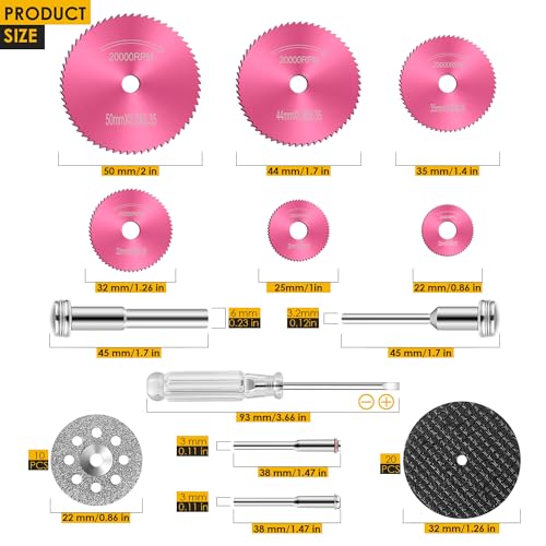 44 Pcs Pink Cutting Wheel Set Compatible with Plastic for Rotary Tool - color: Pink