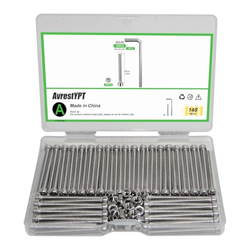 140 Pcs M3 x 35mm Socket Head Cap Screws Metric, Allen Socket Drive, 304 Stainless Steel, Full Thread, Bright Finish, Machine Thread - size: M3 x 35-140Pcs