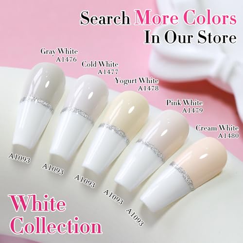 Double Rhythm 15ML Gel Polish Pure Sheer Same Color Same Bottle Soak Off Gel Polish Art Manicure Salon DIY at Home for Women (Beige White-A1478) - color: Beige White
