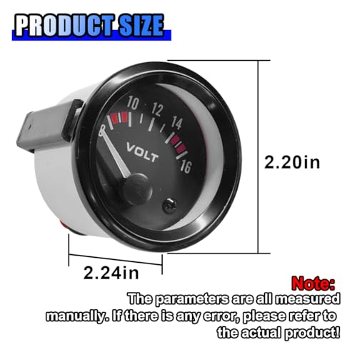 12V Car Voltmeter 2" 52MM Voltage Gauge Meter, Digital Automotive Voltmeter, Universal LED Light Electrical Vehicle Voltage Meter Gauge with Measure Range 8-16V