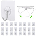 24 Pack Adhesive Wall Hooks 33LB Heavy Duty No Drill Clear Sticky Hooks