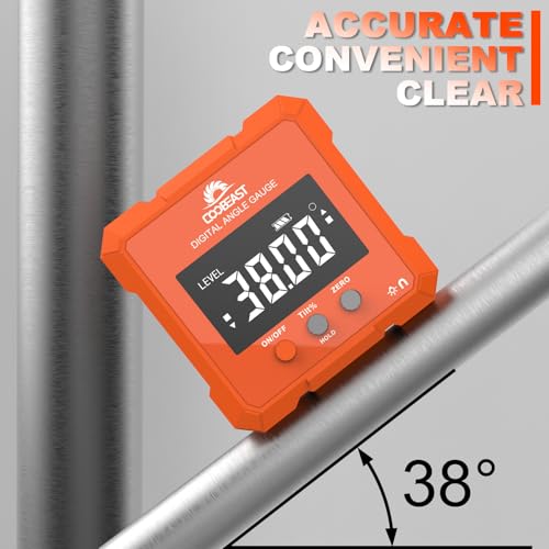 Digital Angle Finder Magnetic Base Compact Digital Level Protractor Orange - color: Orange