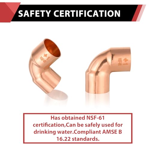 5 Piece EFIELD 1" C X C Short Radius Copper 90 Degree Elbow - size: 1"x1", style: 90 Degree