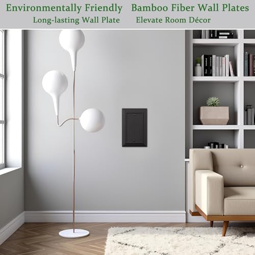 Classic Architecture Wall Plates,Light Switch covers, Electrical Outlet Covers, Duplex receptacle wall plates,Mid Size Bamboo Fiber Material Switch plates Matte Black (1 Gang Blank 4PK) - style: 1 Gang Blank 4PK
