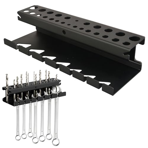 MUTUACTOR Screwdriver Organizer Rack Heavy Duty,Magnetic Mount Screwdriver Holder Plier Organizer,Magnetic Tool Holder Storage Holder for Various Screwdrivers Pliers Shears Tool Chest Cart Workbench - style: Black Drill Bits Wrench Holder