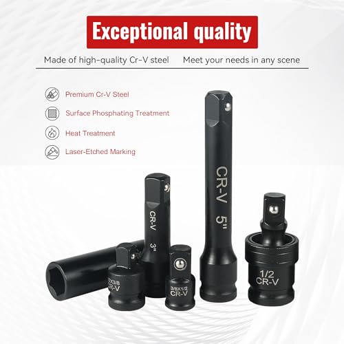 Reniteco 25-Piece 1/2" Drive Socket Set, SAE 3/8"-1-1/2", 6-Point, Cr-V - size: 1/2"-25 PCS