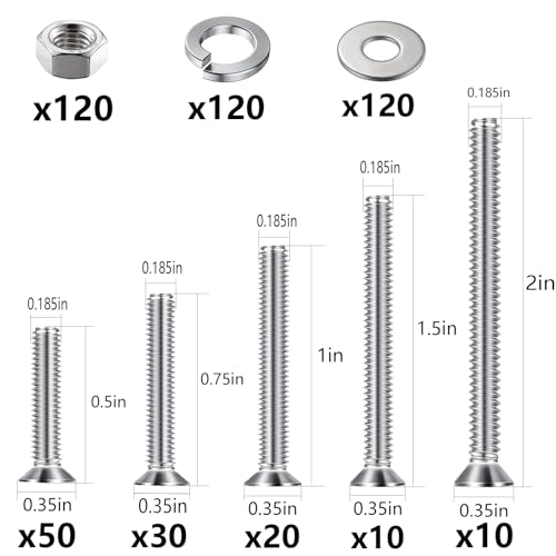 Wensilon (480 pcs)#10 Outlet Screws Kit, 304 Stainless Steel Machine Screws, Flat Head Phillips,Electrical Wall Plate Switch, Bright Finish, Fully Machine Thread - size: #10