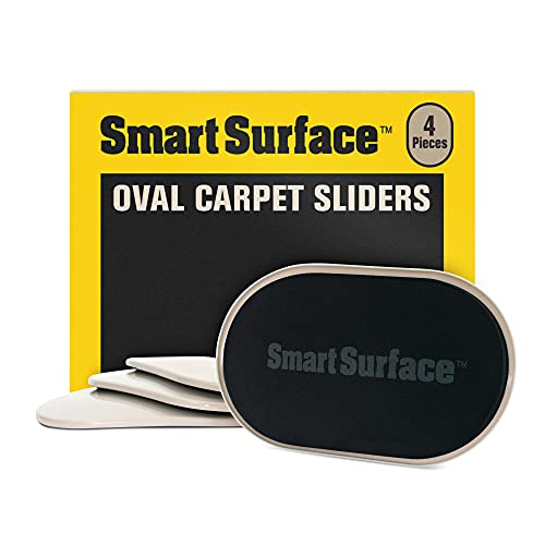 Smart Surface 8290 Large XL Reusable Oval Carpet Furniture Sliders 9-1/2" x 5-3/4" 4-Pack in Resealable Bag