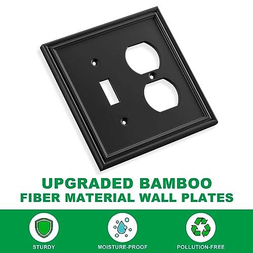 2 Pack Black Modern Decorative Toggle/Duplex Outlet Covers Wall Plate - size: 2 Gang Toggle/Duplex