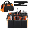 Tool Bag 14'', Thick Outer Pocket Tool Organizer Waterproof, Heavy Duty Tote with Shoulder Strap for Tool Storage, Black & Orange - size: 14 inch