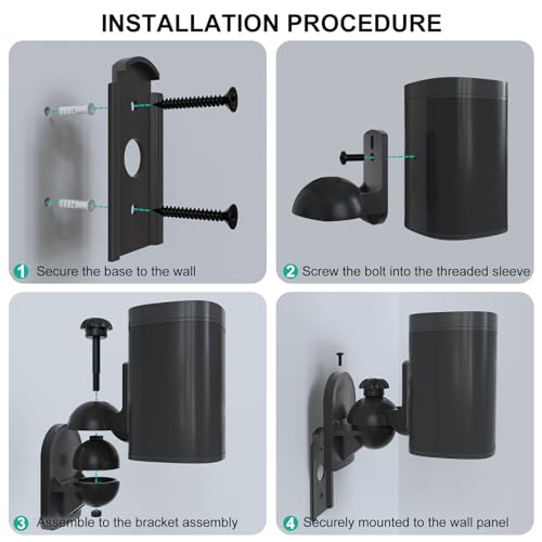 WALI Small Surround Sound Speaker Mount with Adjustable Swivel Tilt Angle - size: Small