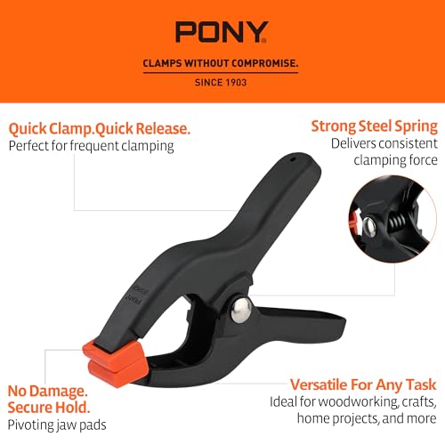 PONY 14-Piece Spring Clamp Set, Nylon Spring Clamps - size: Mixed Size Set (3-5/8", 4-1/2", 6-1/8", 7-1/2")
