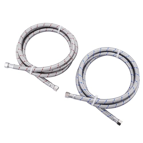 ALEASHA 60” Length Faucet Supply Lines,Flexible Faucet Hose Connector 3/8" to 3/8" Female Compression Thread Stainless Steel Braided Bathroom Kitchen Faucet Extension Water Supply Line,2Pcs - size: 60 Inch