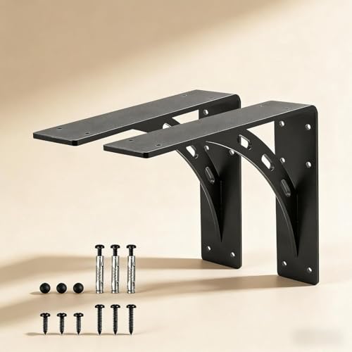 12"x10"x2.5" Heavy Duty Shelf Brackets, Max Load 1100 LBS, Premium Alloy Metal Mantel Support (Set of 2) - Countertop Support - (12 inch x 10 inch) - size: 12 inch x 10 inch
