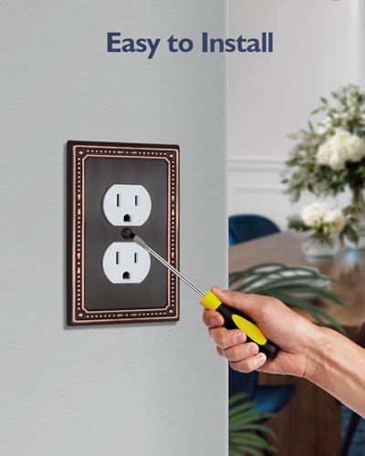 Switch Plates Outlet Covers, 4-Pack Aged Bronze Metal Wall Plates - color: Aged Bronze, size: 1 Duplex 4PK