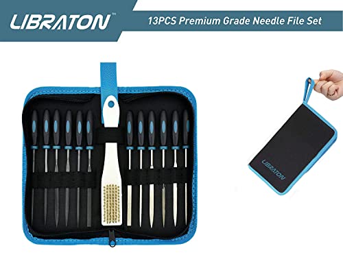 LIBRATON 13PCS Small Needle Files Set, 6 Carbon Steel & 6 Diamond File Set - style: Needle File-13PCS