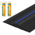 ToLanbbt 16.5Ft/5M Universal Garage Threshold Seal Strip with 300ml Black Sealants/Adhesives, Garage Door Bottom Weatherproof Strip Rubber DIY Weather Stripping Replacement (Black-Blue Line) - color: Black+Blue, size: 16.5 Ft (incl. 2 adhesives)