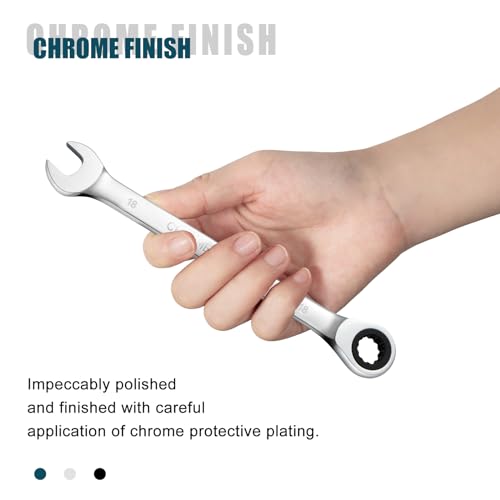 SORAKO 18mm Ratcheting Combination Wrench, Chrome Vanadium Steel Gear Wrench, Industrial Grade Cr-V Steel Gear Spanner, Household Garage Tools(Metric) - style: 1-18mm Metric