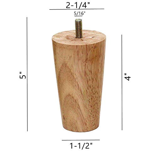 Solid Wood Replacement Furniture Sofa Couch Legs 4 inch Heavy Duty Set of 4 | Straight Wooden legs for Couch Sofa Chair Ottoman Loveseat Coffee Table Cabinet Furniture Replacement - color: Straight- Set of 4, size: 4"