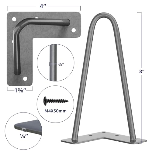 SMARTSTANDARD 8 Inch Heavy Duty Hairpin Furniture Legs, Gray 4PCS - color: Grey, size: 8 Inch