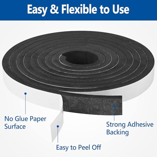 Kikerike Self Adhesive Foam Tape Weatherstrip 1/2In x 1/16In x 66Ft High Density Foam Insulation Strips Seal Weather Stripping with Strong Adhesive for Door and Window Sound Isolation Soundproofing - size: 1/2in x 1/16in x 66Ft
